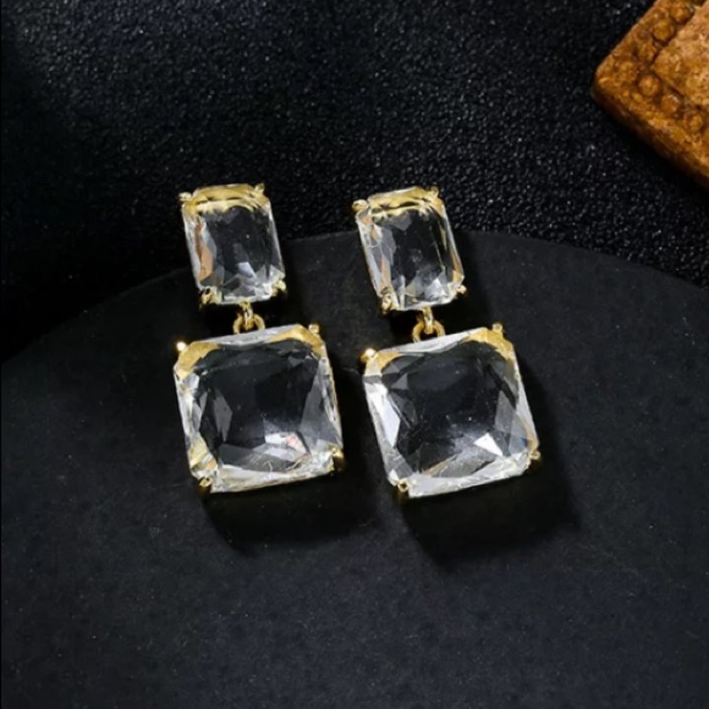Crystal square drop earrings - Picture 1 of 5